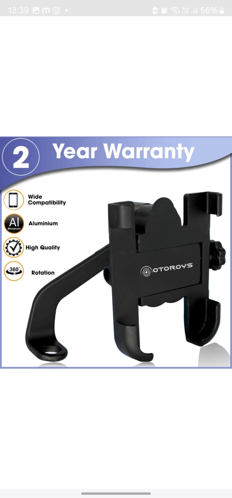 Bike Mount Holder for Navigation 360 Degree Rotating Handlebar - Sale Dekh