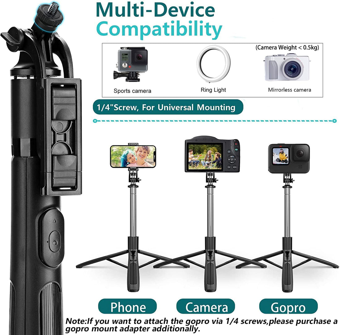 Foldable Tripod Selfie Stick with Bluetooth Remote Control - Sale Dekh
