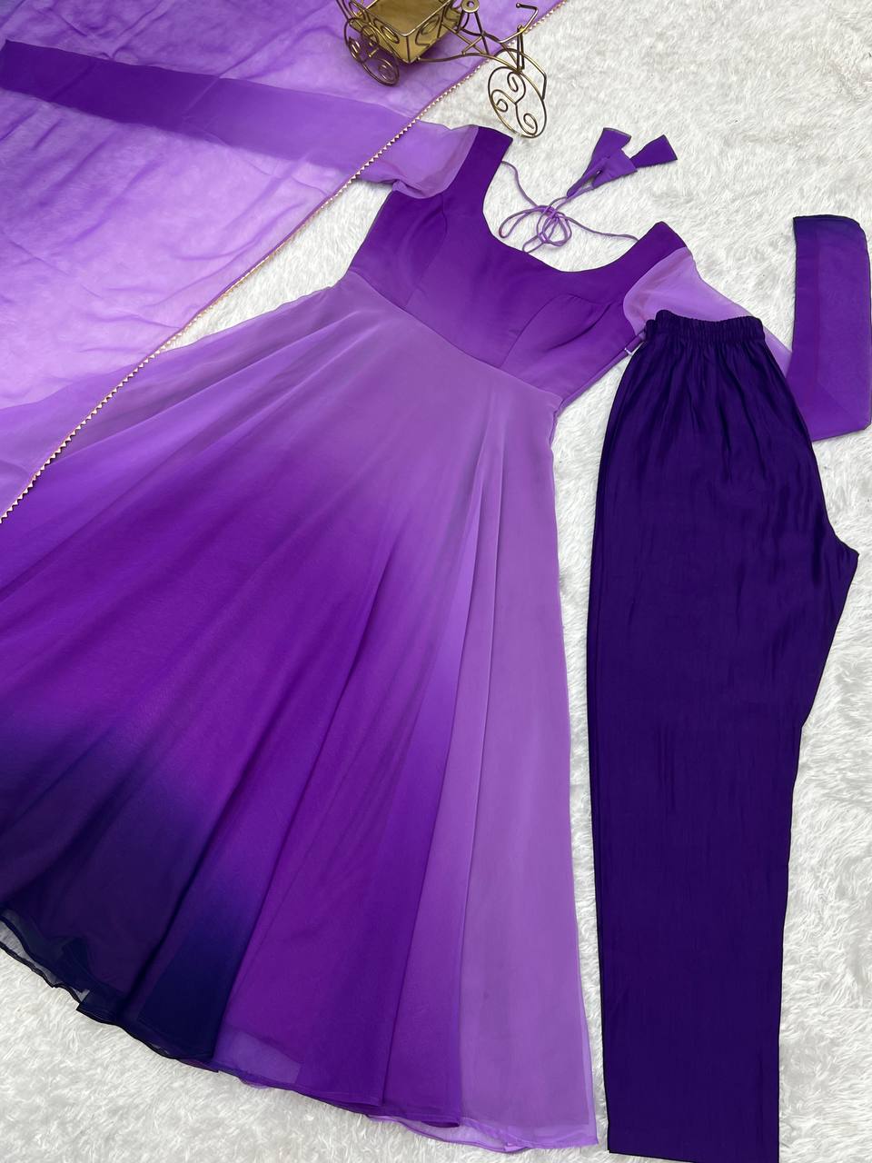 HEAVY PURE SOFT FOX GEORGETTE COLOURFULL GOWN - Sale Dekh
