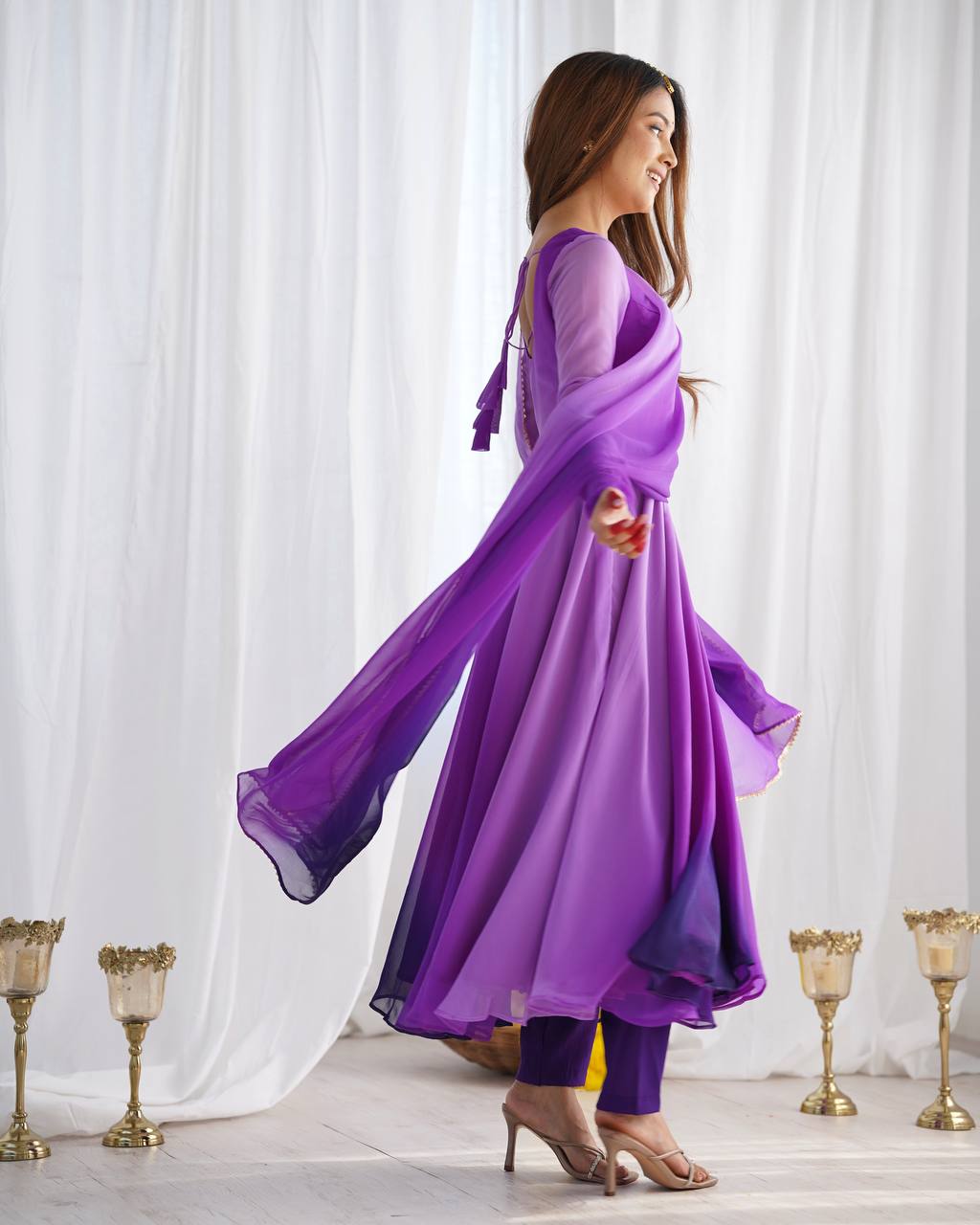 HEAVY PURE SOFT FOX GEORGETTE COLOURFULL GOWN - Sale Dekh