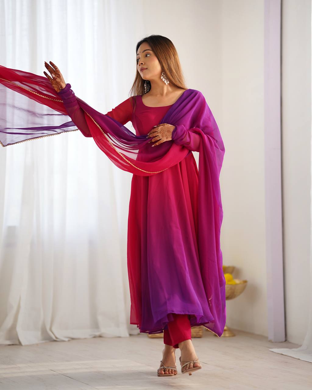 HEAVY PURE SOFT FOX GEORGETTE COLOURFULL GOWN - Sale Dekh