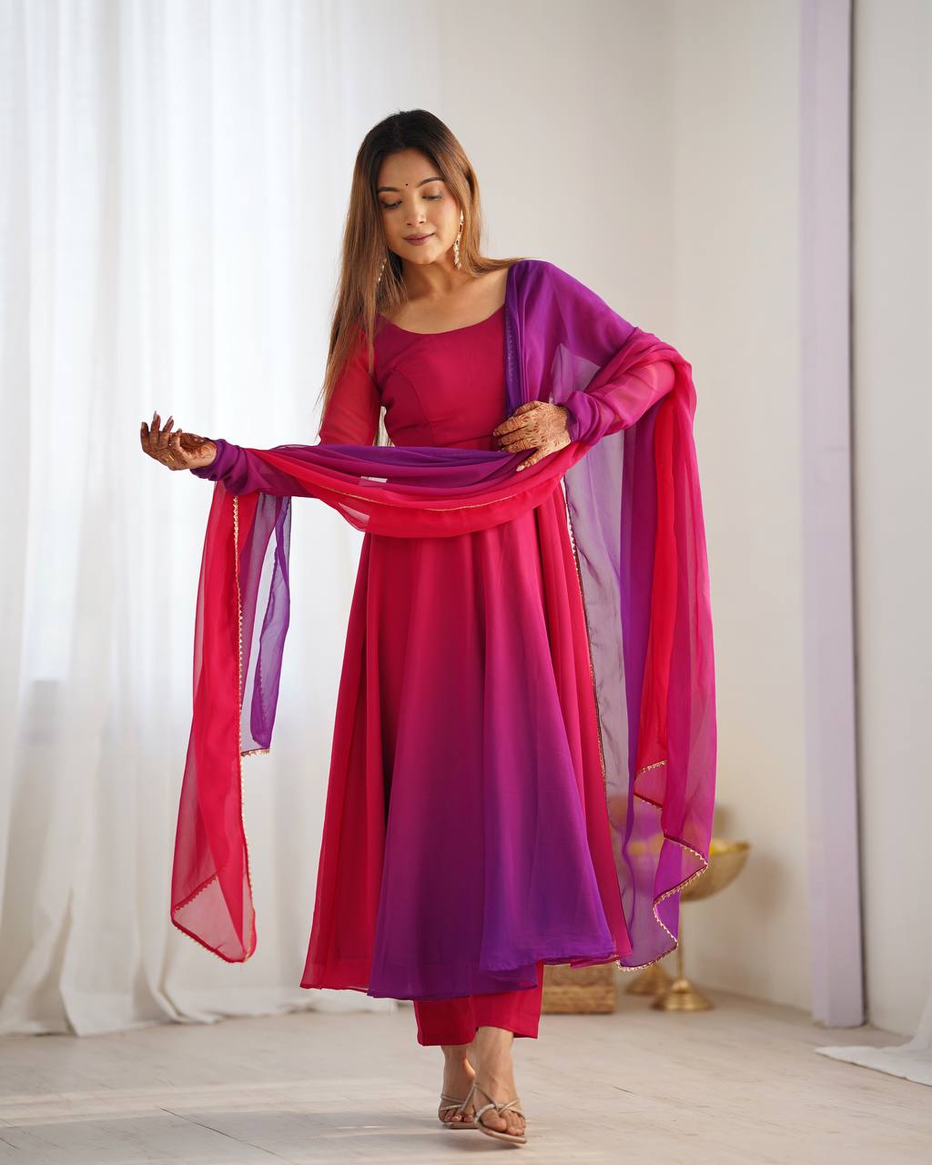 HEAVY PURE SOFT FOX GEORGETTE COLOURFULL GOWN - Sale Dekh
