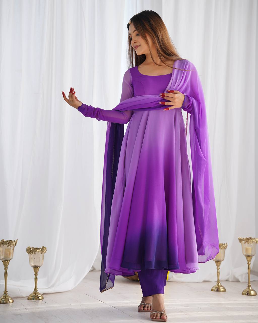 HEAVY PURE SOFT FOX GEORGETTE COLOURFULL GOWN - Sale Dekh