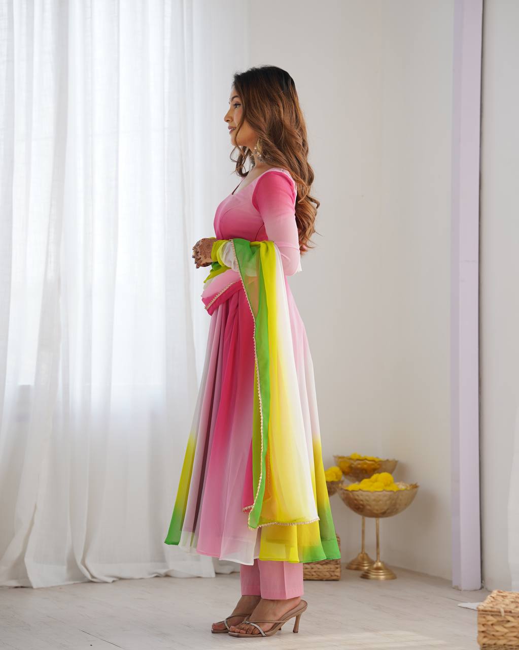 HEAVY PURE SOFT FOX GEORGETTE COLOURFULL PADDING - Sale Dekh