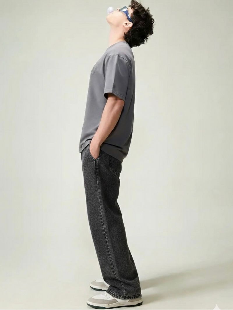 Men Black Cloud Original Mid - Rise Heavy Fade Stretchable Wash Baggy Fit Jeans - Sale Dekh