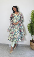 organza flore printed anarkali kurti 3 p - Sale Dekh